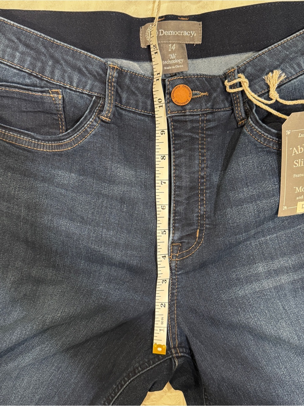 NWT Democracy Dark Blue Ankle Crop Slim Straight Indigo Jeans - Picture 6 of 6